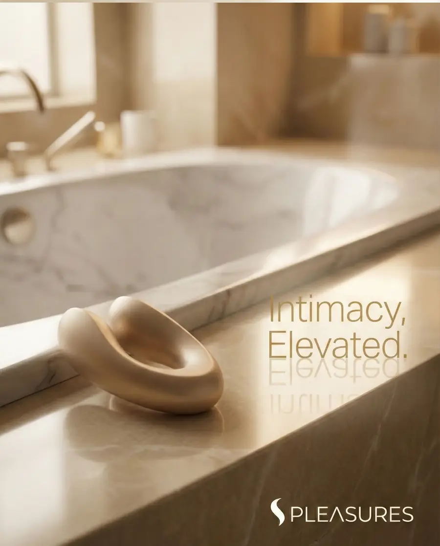 Escena de baño en luz cálida de la campaña Intimacy, Elevated de Spleasure